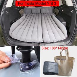 Car Inflatable Bed For Tesla Model 3/Y/S 2021Car SUV Travel Outdoor Air Cushion Folding Portable Flocking Mattress Sleeping Pad