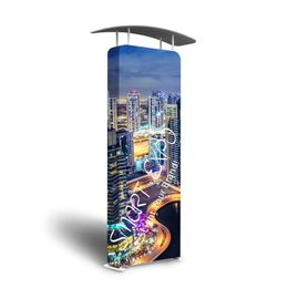 Sleek Designed Square Shape 3D Advertising Display Stand with Lightweight Aluminium Tubing Structure Overhead Canopy Tension Fabric Graphic