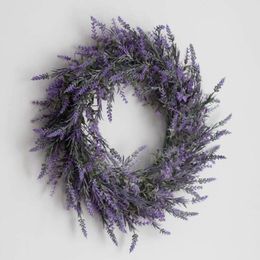 Decorative Flowers & Wreaths Fake Lavender Hanging Wreath Garland For Front Door Christmas Party Wedding Decoration High Quality Exquisite D