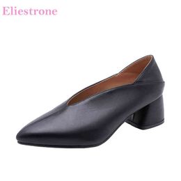 Dress Shoes Brand New Sweet Black Red Women Pumps Med Square Heels Fashion Lady Formal BK92 Plus Big Small Size 3 12 30 43 48 220303