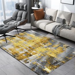 Modern Gold Gray Abstract Carpet Living Room Nordic Style Coffee Table Rug Floor Rug Bedroom Bedside Mat Kitchen Rug Hallway Mat 210301
