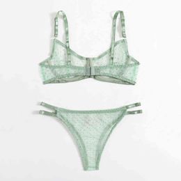 NXY sexy setDot Mesh Lace Lingerie Set Underwire See Through Brassiere Sexy Underwear Bra and Panty Transparent Intimate 1127