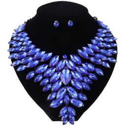 Fashion Bridal Necklace Earrings Set Jewellery Sets for Women Dubai Black Chain Rhinestones Wedding Costume Accessories