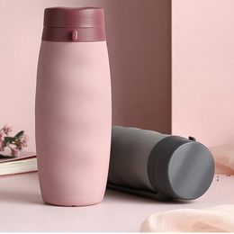 600ml Curly Folding Sport Water Bottles Silicone Portable Siliconed Telescopic Collapsible Multi-function Foldable Bottle by sea JJE10490