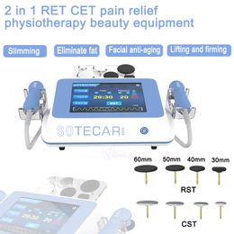 2 IN 1 Diathermy Radio Frequency RF Pain Relief Tecar Therapy CET RET Physiotherapy Machine For Body Slimming Face Lift