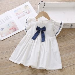 Gooporson Cute Toddler Kids Dresses for Girls Summer Flying Sleeve Princess Dress Birthday Costume Fashion Bow Tie Girl Clothes Q0716