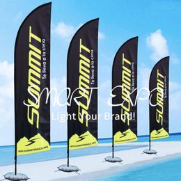 2.8m Outdoor Custom Polyester Feather Flags with Single or Double Fabric Printing Banner Durable Steel Cross Base Portable Carry Bag