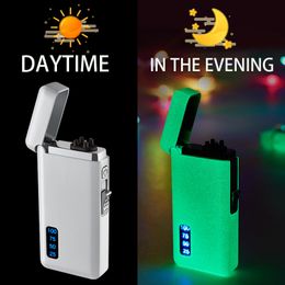 New Newest Luminous Electric Lighters Jet Windproof Arc Plasma USB Chargeable Lighter Metal Torch Gas Butane Pipe Cigar Lighter Gift