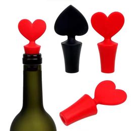 4 Styles Poker Bottle Stopper Caps Family Bar Ferramentas de preservação de vinho Garrafas de silicone de grau de silicone Stopper Creative Design Safe Healthy JY0979