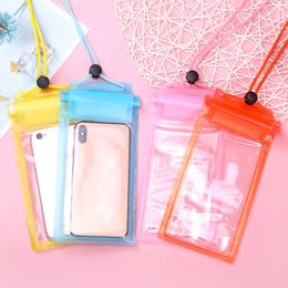 Transparent Colorful Waterproof Bags Cases PVC Protective Mobile Phone Bag Pouch Case Diving Swimming Sports for Iphone 13 Cell Phone Universal 500pcs