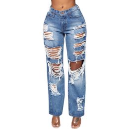 ripped non-stretch slim sexy ladies jeans women jeans