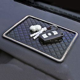 Car Rhinestone Anti Slip Mat 18*14cm Crystal Diamond Silicone Non-Slip Dashboards Pad Car Sticky for GPS Phone Car Interior Accessories