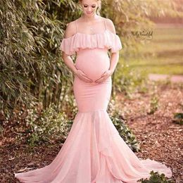 Mermaid Maternity Dresses For Po Shoot Pregnant Women Pregnancy Dress Pography Props Sexy Off Shoulder Maxi Gown 210922