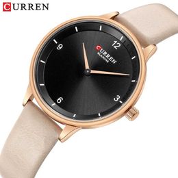 Curren Fashion Light Slim Quartz Watches Women Top Brand Casual Clock Ladies Wrist Watch with Leather Strap Relogio Feminino New Q0524