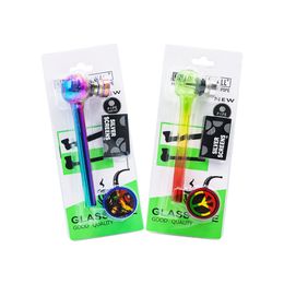 pipe screen filters UK - Portable Colorful Glass Tobacco Pipe Set With Mini Acrylic Grinder Soot Filter Screen 2 Colors Complete Smoking Accessories
