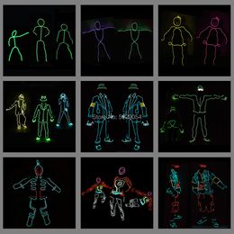 Costume Accessories 12 Design Flexible EL Wire Glowing Costume Dance DJ Neon Led Luminous Clothing Light Up Costume For Stage Show
