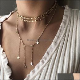 Pendant Necklaces & Pendants Jewelry Boho Mti-Element Crystal Necklace For Women Various Styles Chains Neck Star Tassel Fashion Party Gift D