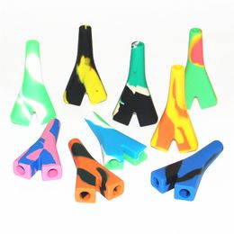 manufacturer 2 joints holder silicone pipe blunt bubbler smoking bubble pipes small hand pipe cigarette holders DHL