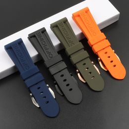 26mm Black Blue Orange Green Silicone Rubber Watchband replacement For Panerai Strap Pin buckle Waterproof Watch accessories