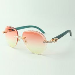 2022 cuts lens endless diamond sunglasses 3524027 with orange teal wood arms glasses, Direct sales, size: 18-135 mm
