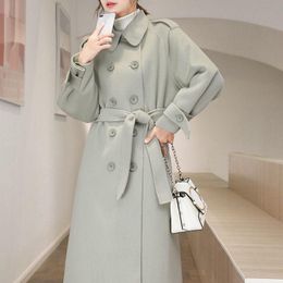 Korean Women Winter Thicken Wool Parka Trench Coat Warm Long Jacket Overcoat