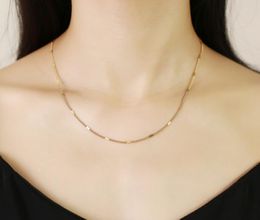 Gold Stainless Steel Thin Fashion Link Chain Necklace for Women Girls Jewelry Girlfriends 1.5mm 18 inch