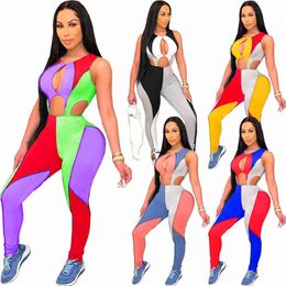 womens jumpsuit rompers overalls one piece set pant playsuit sexy sleeveless bodycon fashion panelled jumpsuit women clothes klw0779