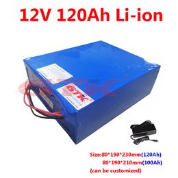 GTK PVC 12V 100Ah 120Ah lithium li ion battery pack built-in BMS for golf cart solar energy motor home boat+10A charger