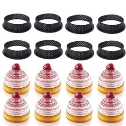 8pcs/set Non-stickTart Mould Tarte Ring Perforated Plastic Cutting Rings Mousse Circle Cutter DIY Baking Accessories 210225