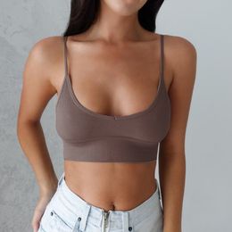 Summer Cool Women Sexy Solid Color Cami Tank Top Bustier Bra Vest Crop Top Bralette Blouse Singlet Girls Fashion Tee Tops