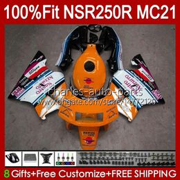 Injection For HONDA NSR 250R NSR250 NSR 250 R 90 91 1992 1993 103HC.120 NSR250R MC21 PGM3 NSR250RR 1990 1991 92 93 OEM Fairing orange white