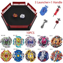 10 pcs beyblades burst hot set with Launcher handle and beyblades Arena Metal Fight Stadium B113 B118 Children Gifts Classic Toy X0528