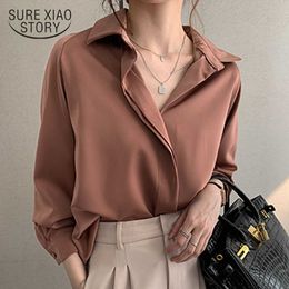 Plus Size Loose Shirt Korean Clothes Autumn Women Fashion Blouses Solid Long Sleeve Blouse Simple OL Feminine Blusa 11193 210527