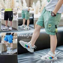 EACHIN Boys Shorts Summer Loose Pants Teenage Trouser Casual Cargo Short Children's Elastic Waist Cotton 210723