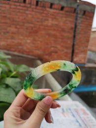 -Myanmar naturale giallo verde giada braccialetti a braccialetti a mano giracciaio giada giada braccialetto smeraldo giada bracciali gioielli