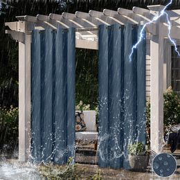 Outdoor Waterproof Curtains Thermal Insulated Sun Blocking Blackout Curtain For Patio Garden Front Porch Gazebo Yard 1 Panel 210712