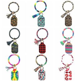 Wristlet Keychain Sanitizer Bottle Holder PU Leather Bangles Neoprene Keyring Bags Tassel Key Rings Girls Women Jewellery 22 Styles 10pcs 5787