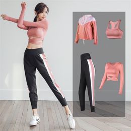 5 Piece Yoga Sets Gym High Elastic Fast Drying Running Sport Ropa Deportiva Mujer Fitness Wear for Women 210802