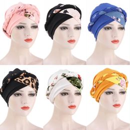 Beanie Muslim Women Printed Braided Hijabs Cap African India Female Headwear Hat Fashion Hair Accessories Bandanas Bonnet