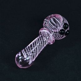 Colourful Cool Pipes Pink Girl Pyrex Thick Glass Smoking Dry Herb Tobacco Oil Rigs Handpipe Handmade Luxury Swirl Decoration Bong Tube High Quality DHL Free