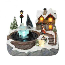 1pc Christmas Fountain House Luminous Snow View Gifts Decoration Home New Year 2022 Navidad