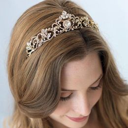 Luxury Baroque Gold Silver Colour Crystal Crown Tiaras For Women Rhinestone Girls Tiaras Bride Wedding Gift Hair Jewellery