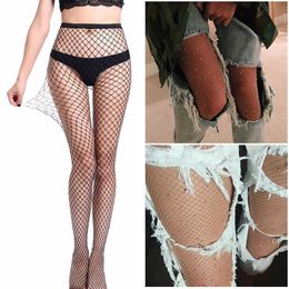 Sexy Tights Women Transparent Slim Fishnet Hollow Out Mesh Stocking Pantyhose Nightclub Party Net Holes Female Lingerie X0521