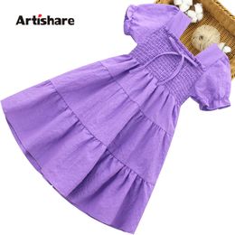 Girls Dress Plaid Pattern Dress For Girl Casual Style Party Dress Child Summer Childrens Clothing 6 8 10 12 14 Q0716