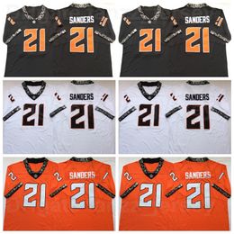 NCAA College Football Oklahoma State 21 Barry Sanders Jersey 1986-1988 season Orange Black White Team Colour University Breathable All Stitched High Quality