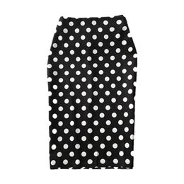 Skirts Sexy Black Knee-Length Pencil Skirt Women Fashion Elastic High Waist Office Lady Bodycon Slim Polka Dot Casual