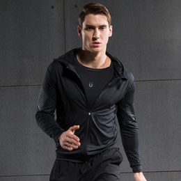 The new streamer fitness tight coat gym training jacket running mountaineering hoodie men clothes 303 X2