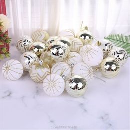 24Pcs white gold Mixed Christmas Tree Decor Balls Xmas Party Window Home Furnish Christmas Hanging Ball Ornament S10 20 Dropship 201017