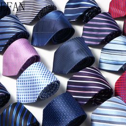 Fashion Striped Plaid Men's Tie Red Blue Grey Classic Neck Ties Leisure Business Wedding 8cm Silk Necktie