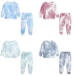 Toddler Girls Tracksuit Designer Children Tie Dye Tops Pants 2pcs Sets Long Sleeve Kids Outfits Boutique Kids Clothing DW6161